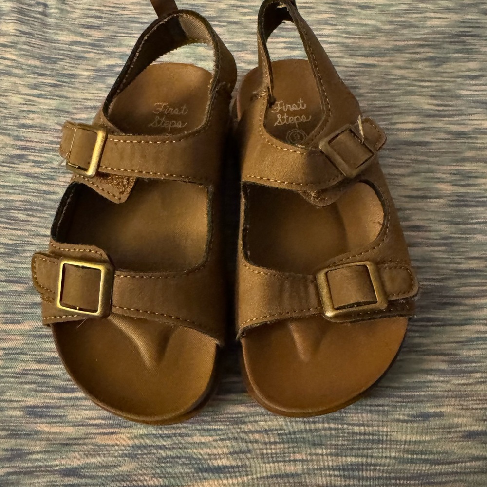 Brown Sandals with Adjustable Straps and Contoured Footbed
